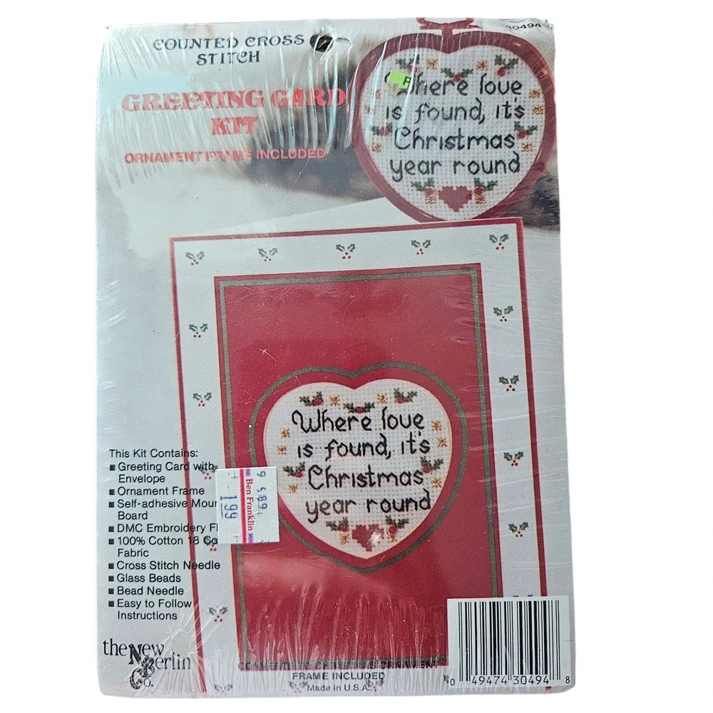 Lot of 4 Vintage New Berlin Co Christmas Counted Cross Stitch Greeting Card Kits